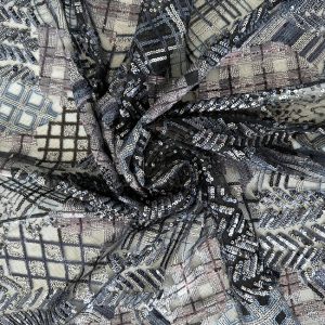 Tulle with abstract geometric embroidery